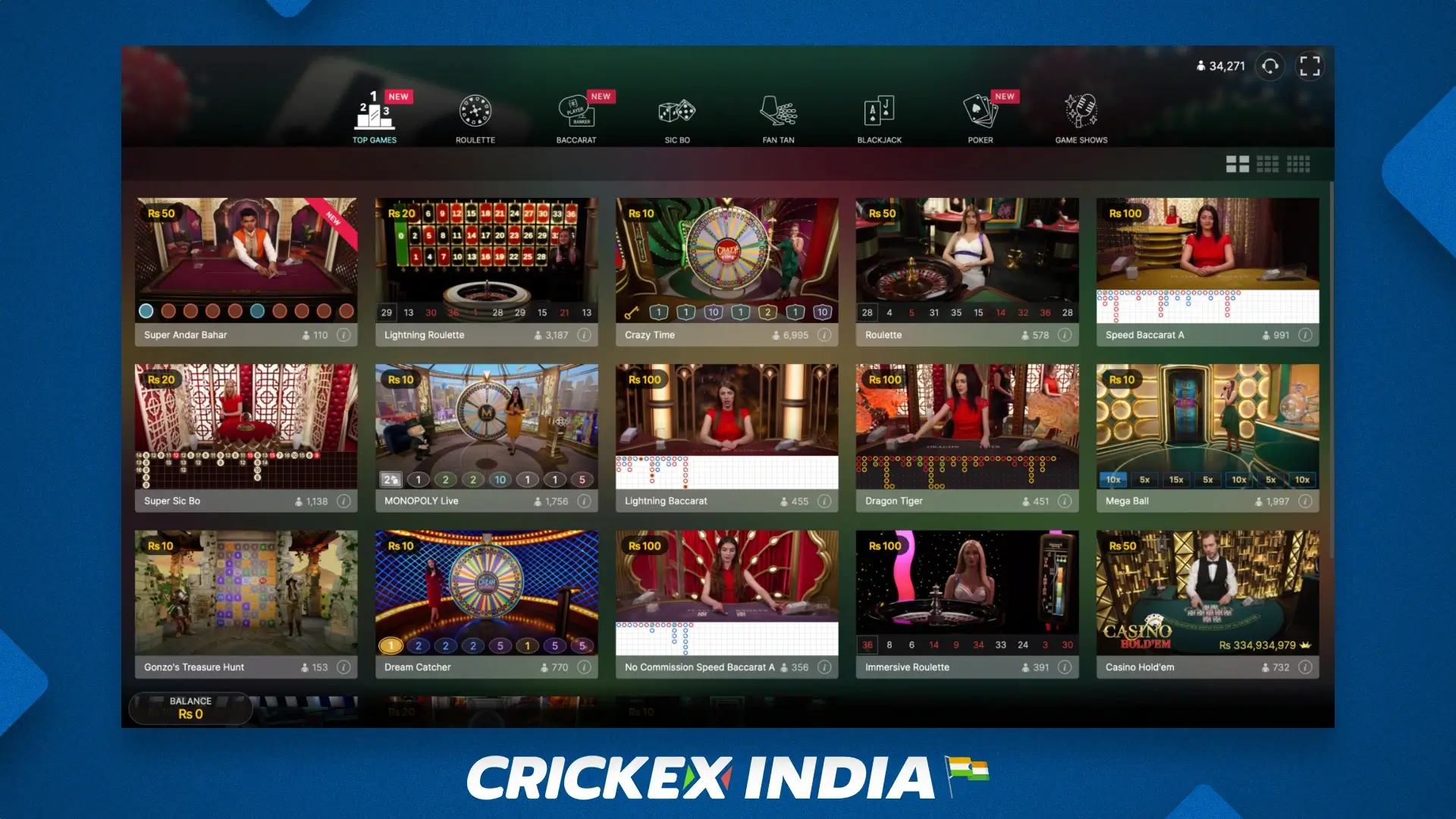 Crickex casino offers a lot of entertainment, including roulette, blackjack, baccarat and others