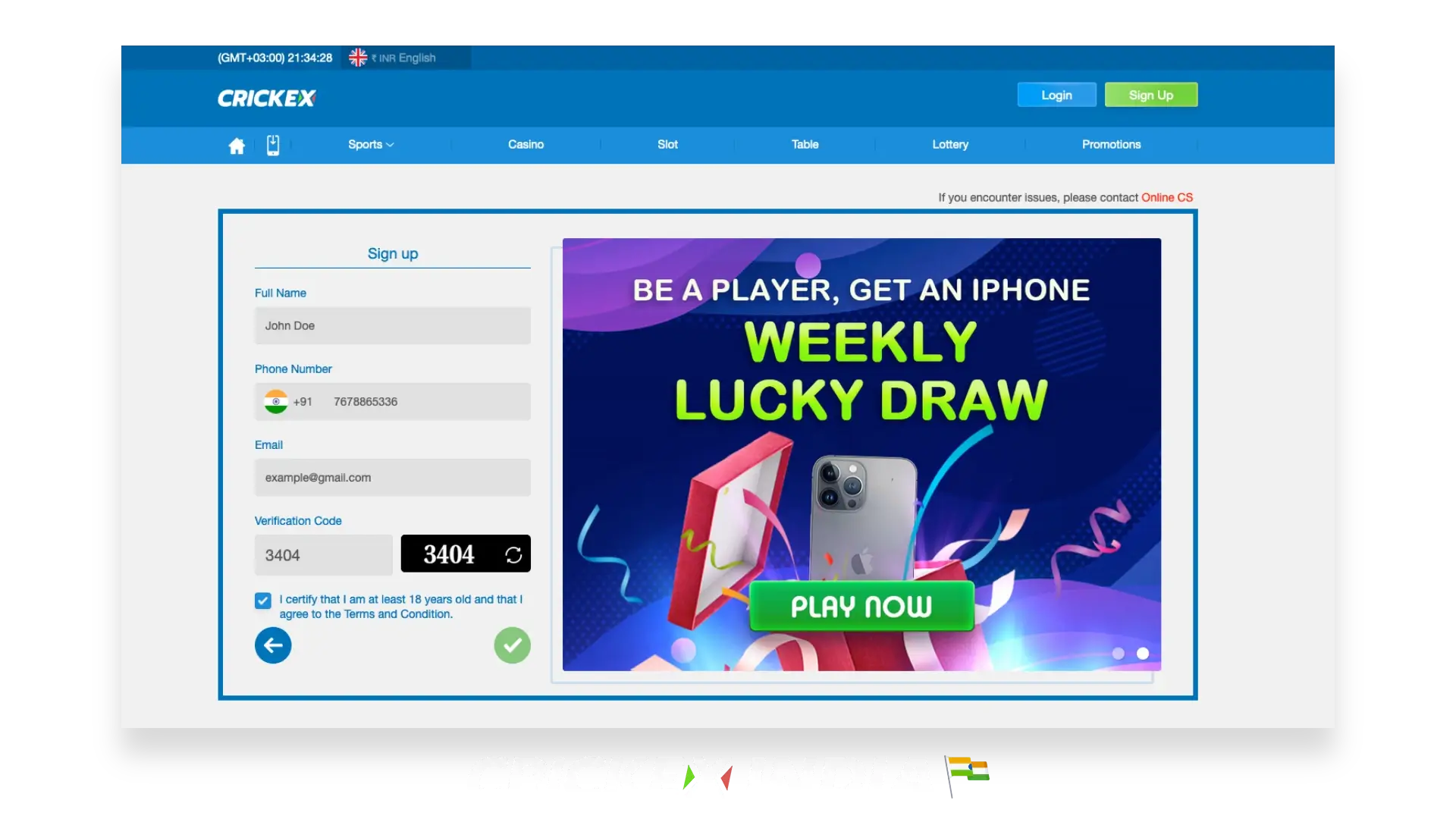 Crickex Registration for new users from India & Bangladesh