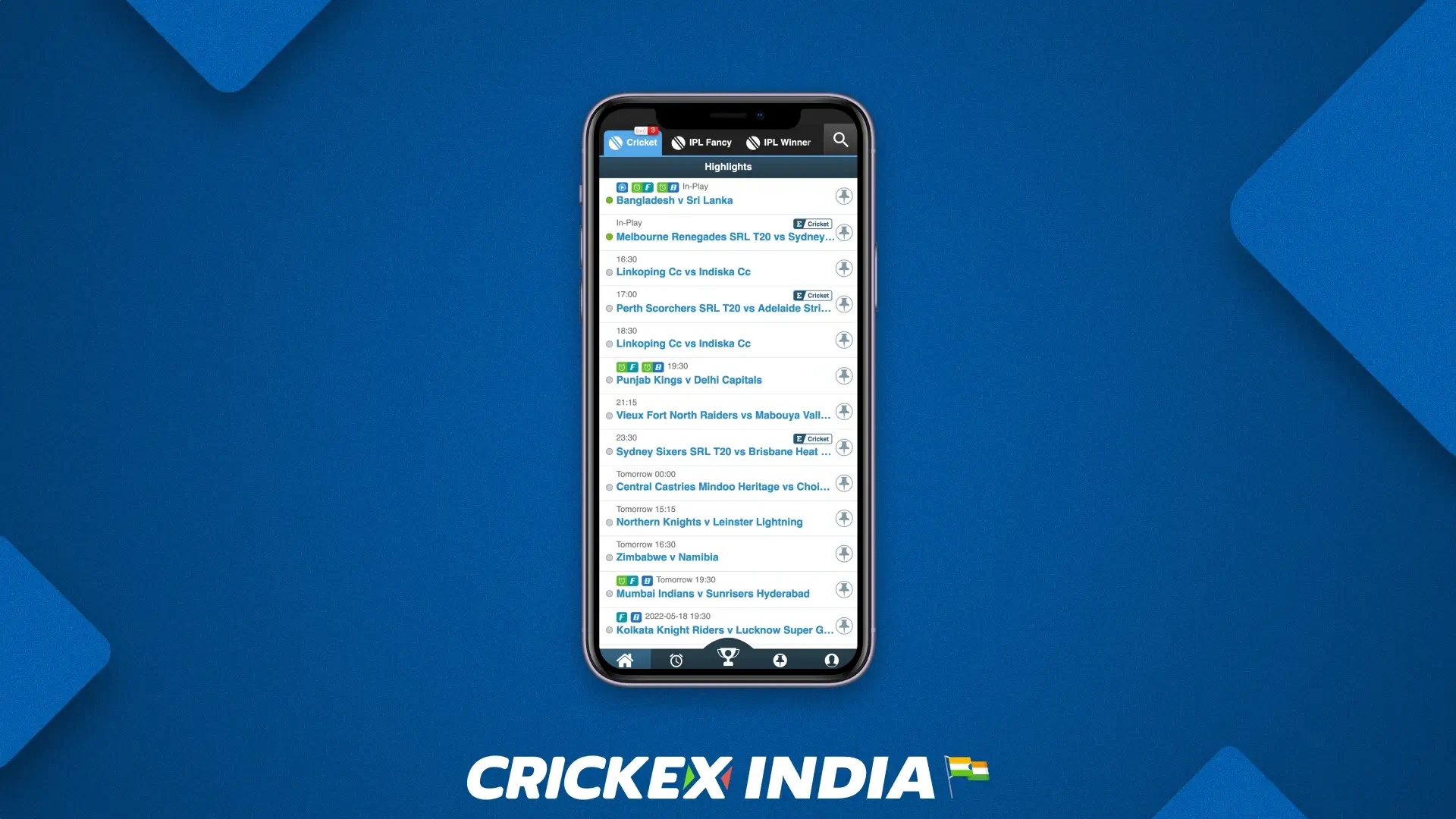 Crickex mobile application for iphone & ipad