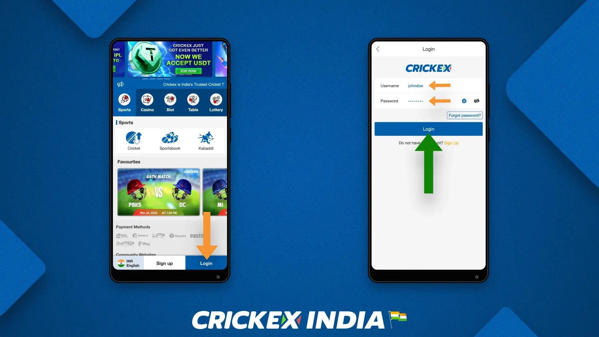 How to log in to your Crickex account via the mobile app