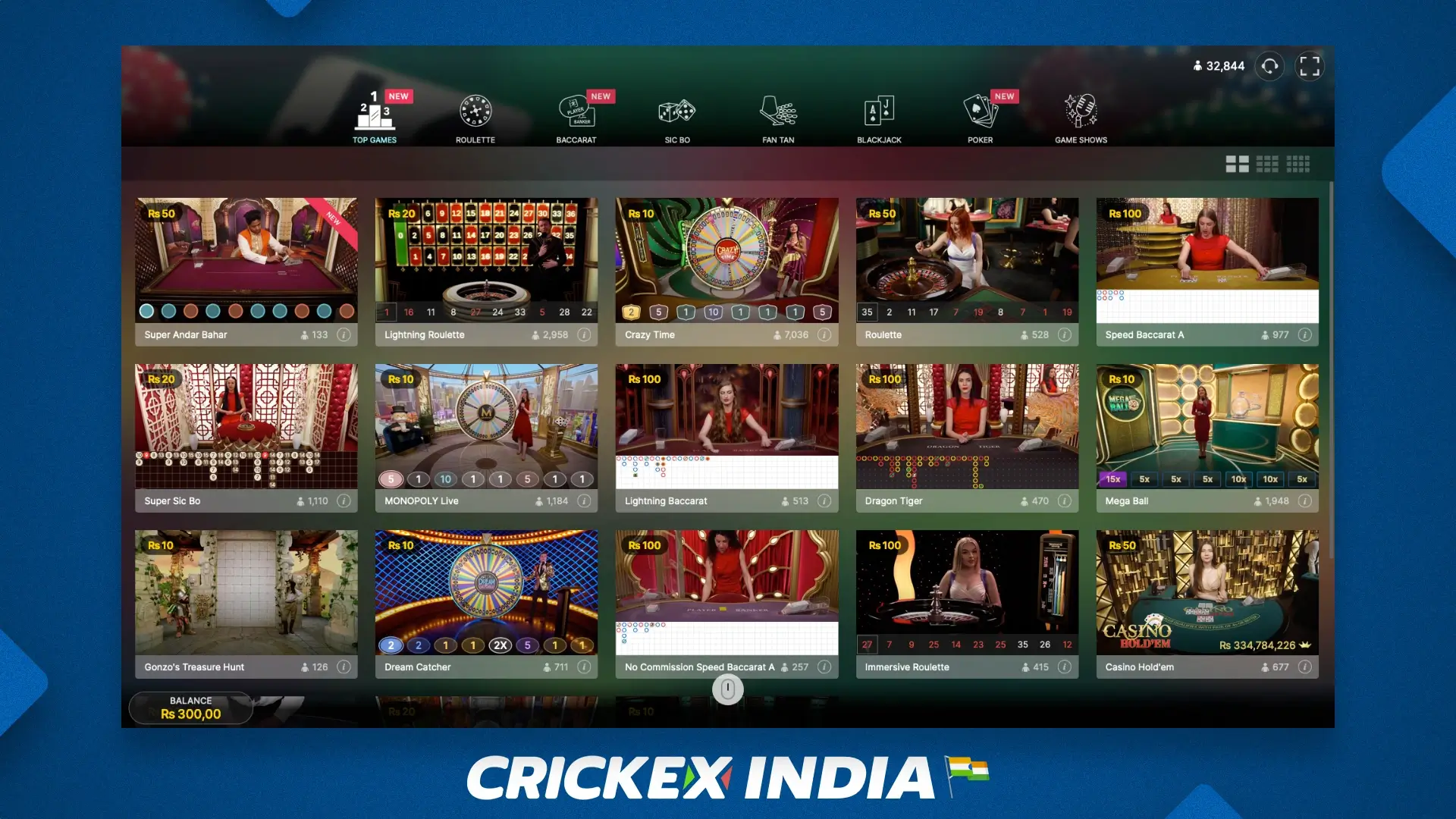 The most popular games at Crickex online casinos
