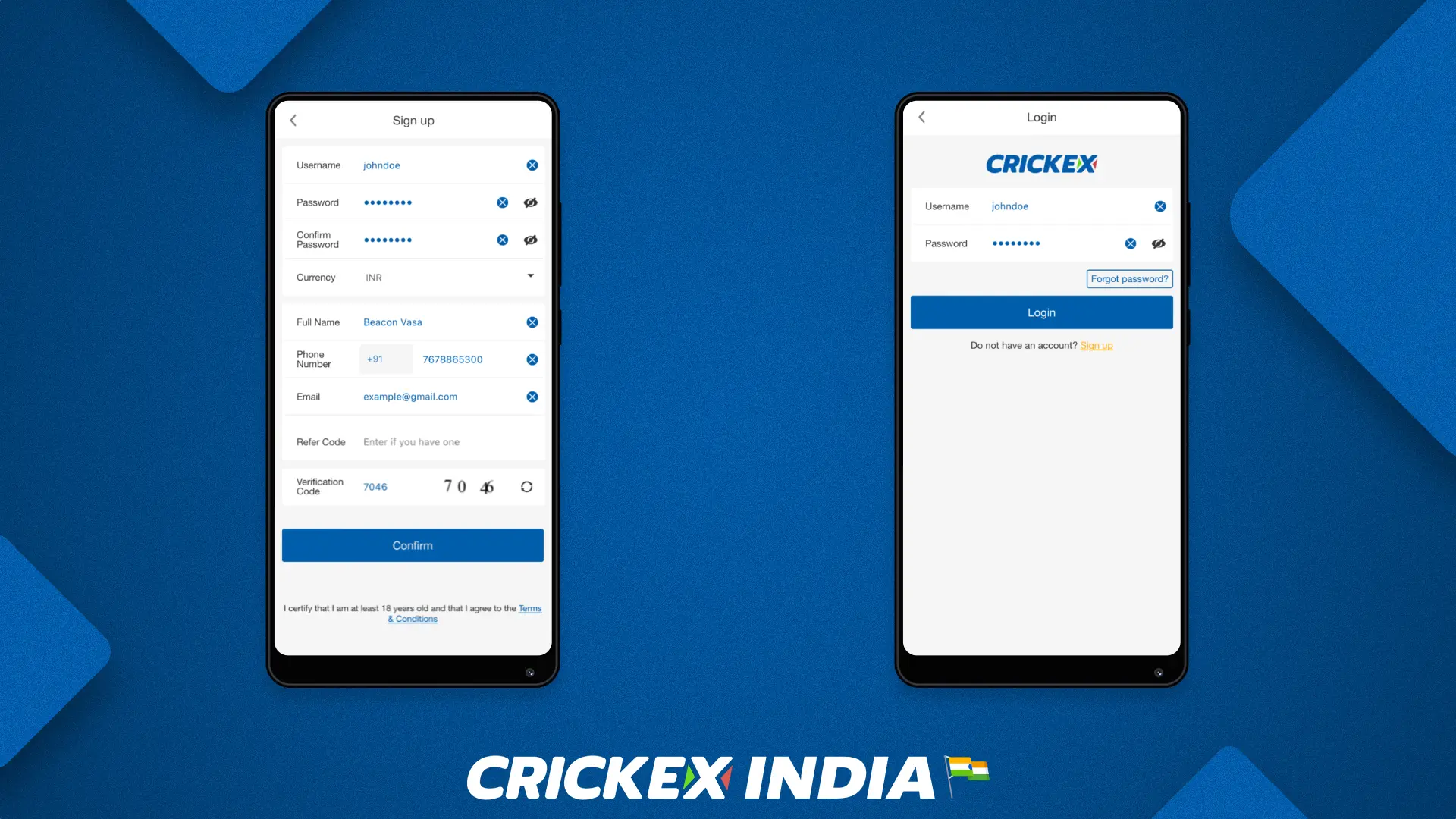 Create an account to get access to all the features of the Crickex app